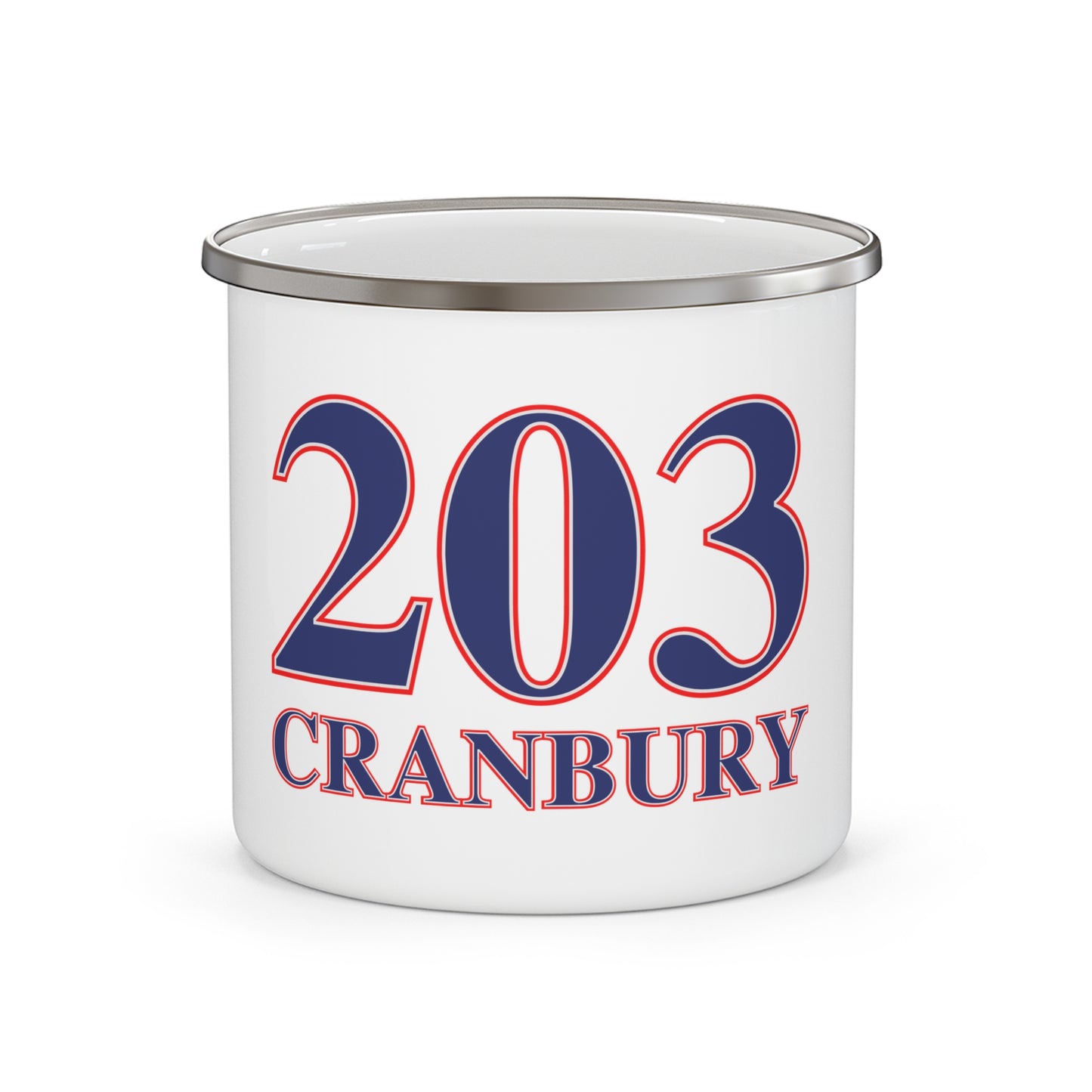 203 Cranbury Red, White & Blue Enamel Camping Mug