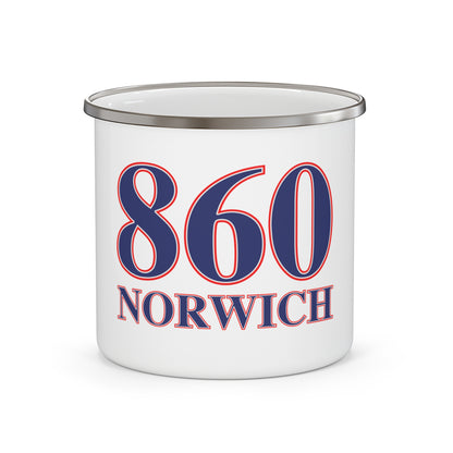 860 Norwich Red, White & Blue Enamel Camping Mug