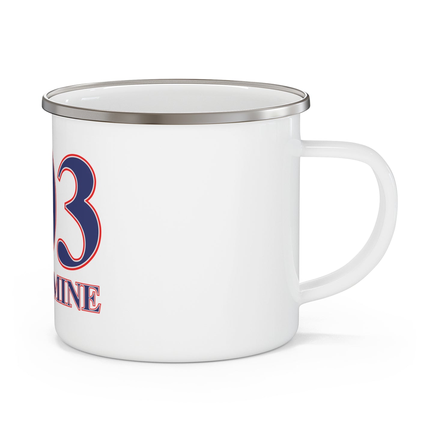 203 Silvermine Red, White & Blue Enamel Camping Mug
