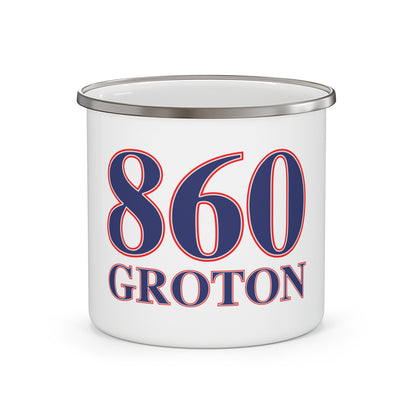 860 Groton Red, White & Blue Enamel Camping Mug