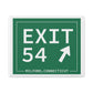 Vintage Exit 54  Merritt Parkway Sign Matte Canvas, Stretched, 1.25"