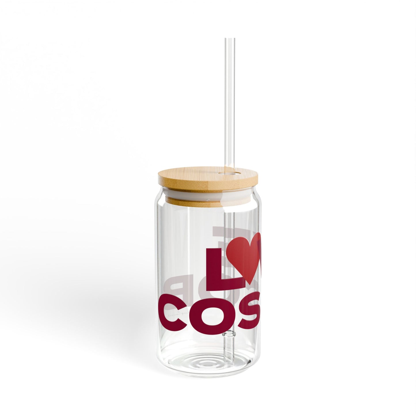 Love Cos Cob Glass Can with Straw and Lid, 16oz