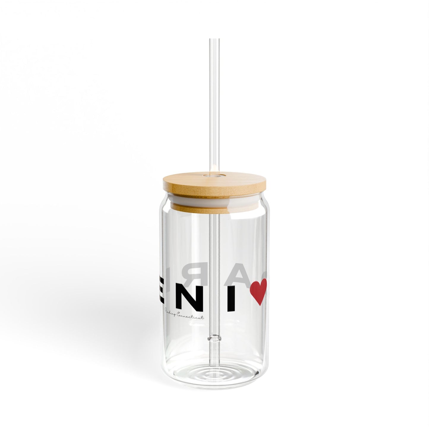 Darien Vision Glass Can with Straw and Lid, 16oz