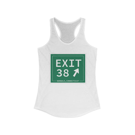 Vintage Exit 38 Merritt Parkway Sign Women's Ideal Racerback Tank Top