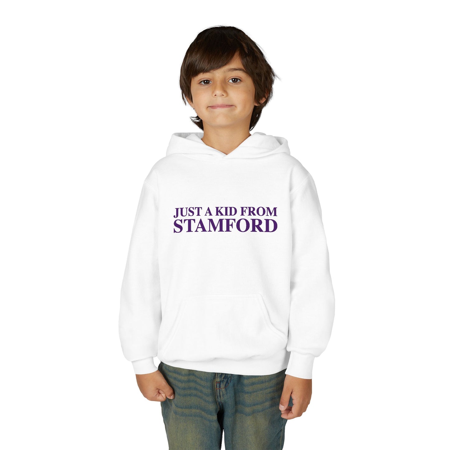 Just a kid from Stamford Youth Heavy Blend Hooded Sweatshirt