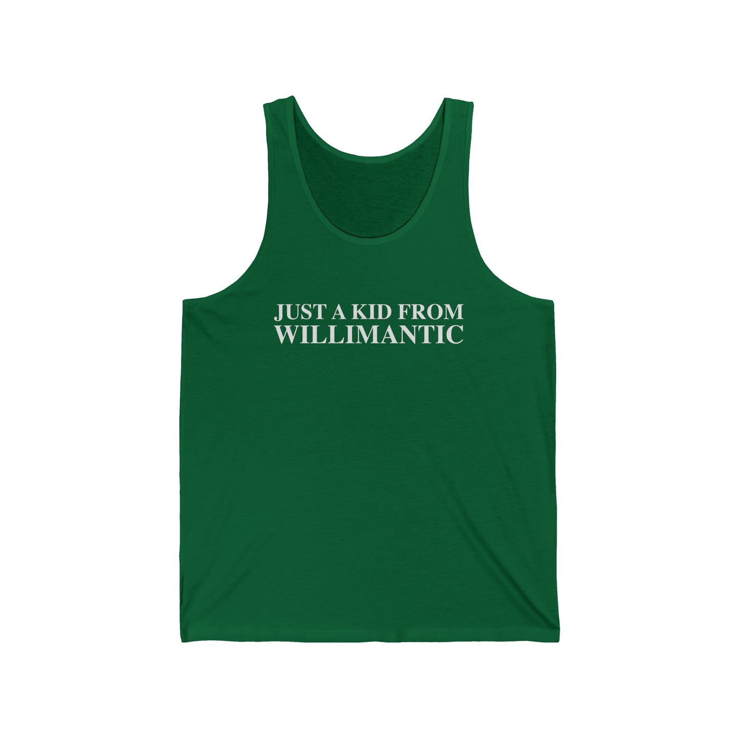 Just a kid from Willimantic Unisex Jersey Tank Top