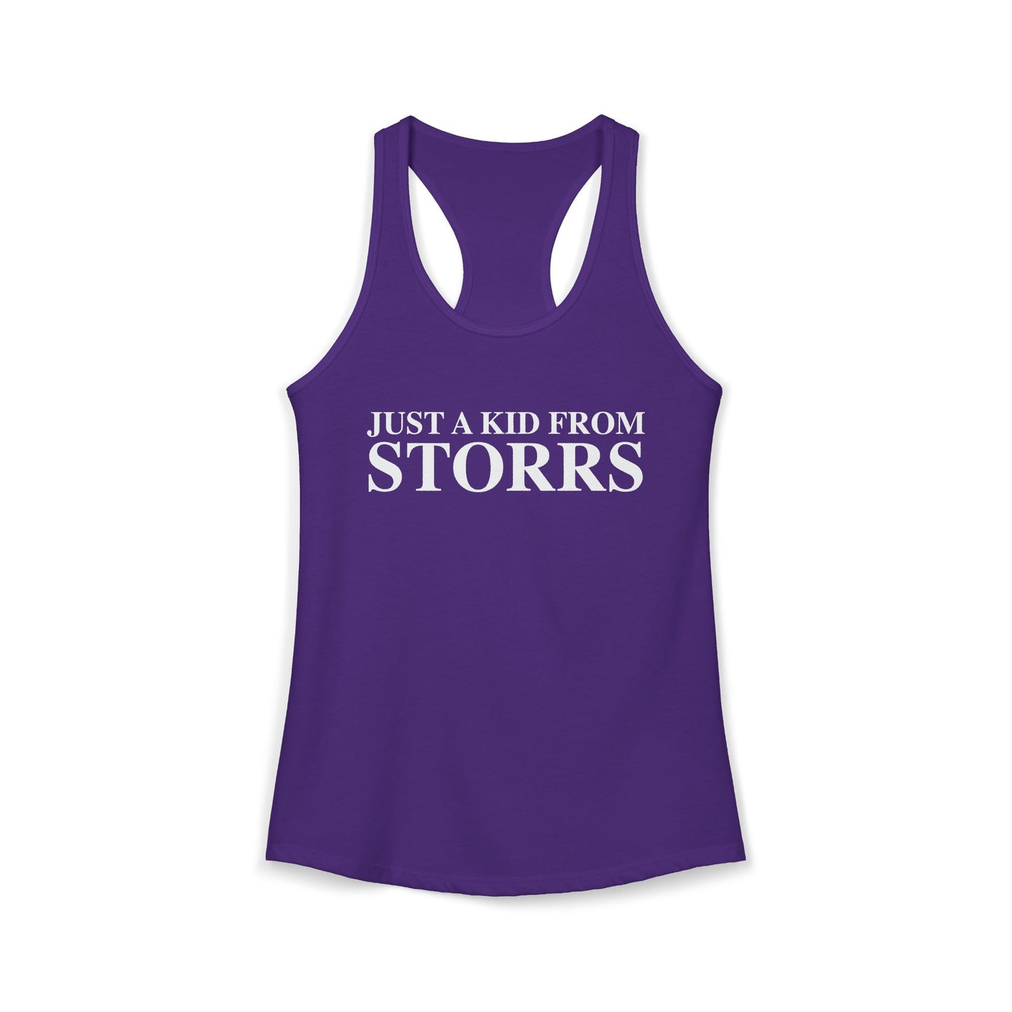 Just a kid from Storrs Women's Ideal Racerback Tank Top