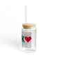 Norwalk Love Glass Can with Straw and Lid, 16oz