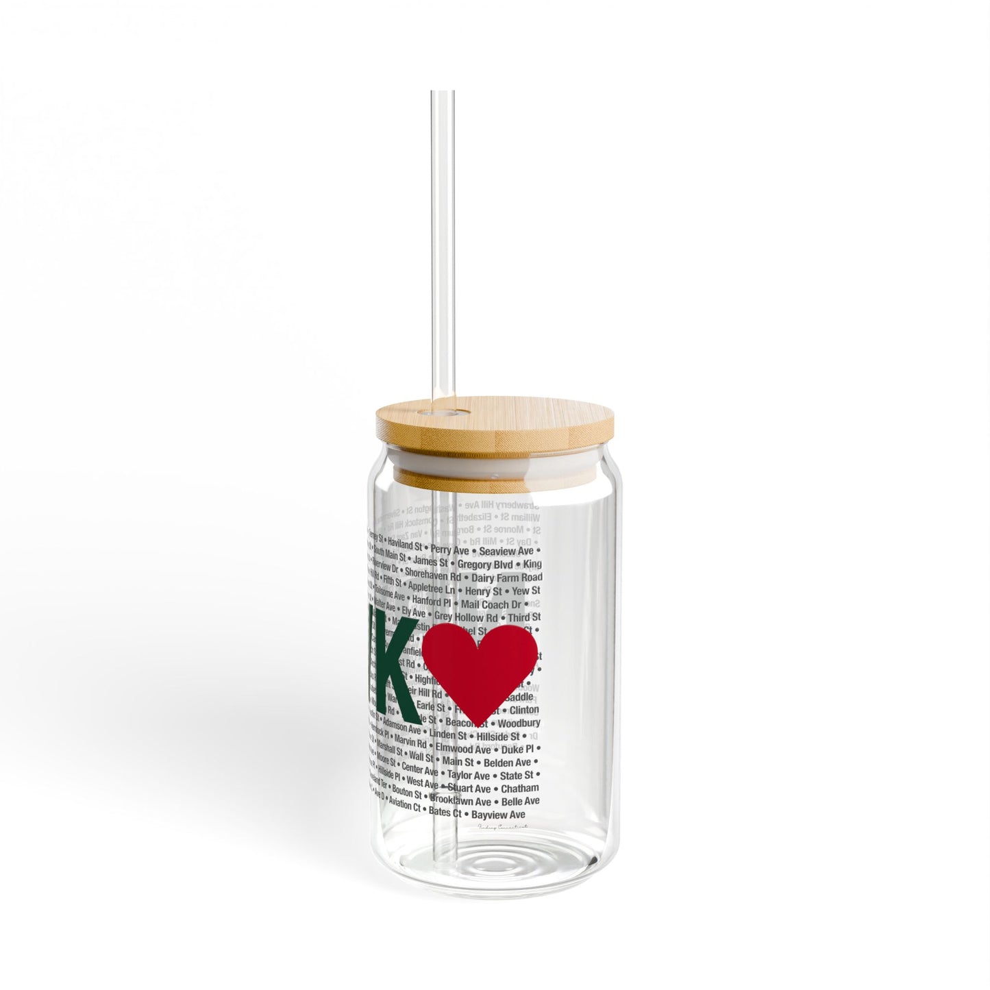 Norwalk Love Glass Can with Straw and Lid, 16oz