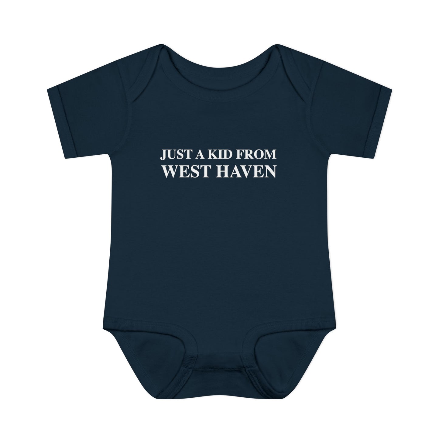 Just a kid from West Haven Infant Baby Rib Bodysuit
