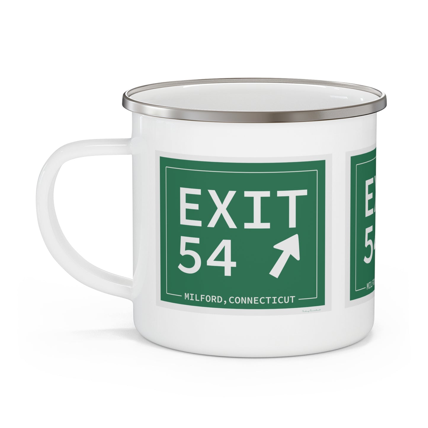 Vintage Exit 54  Merritt Parkway Sign Enamel Camping Mug