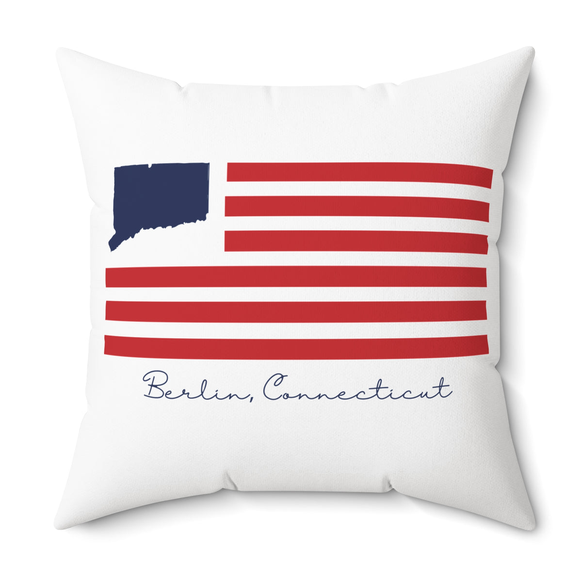 Berlin Connecticut Flag Spun Polyester Square Pillow