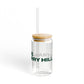 Love Strawberry Hill Glass Can with Straw and Lid, 16oz