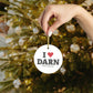 I Heart DARN Glass Ornaments