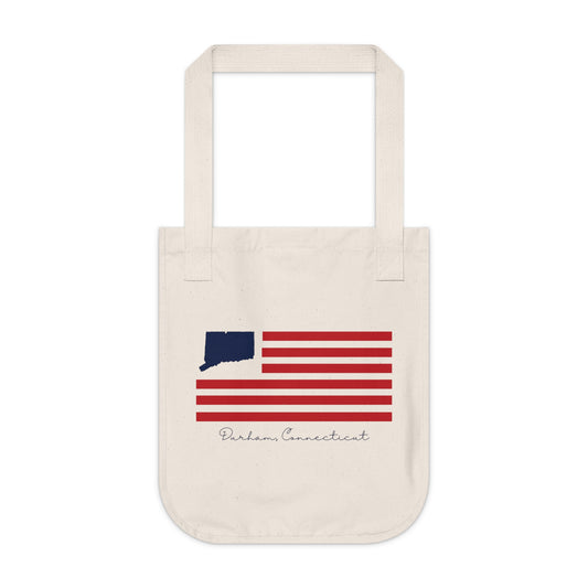 Durham Connecticut Flag Organic Canvas Tote Bag