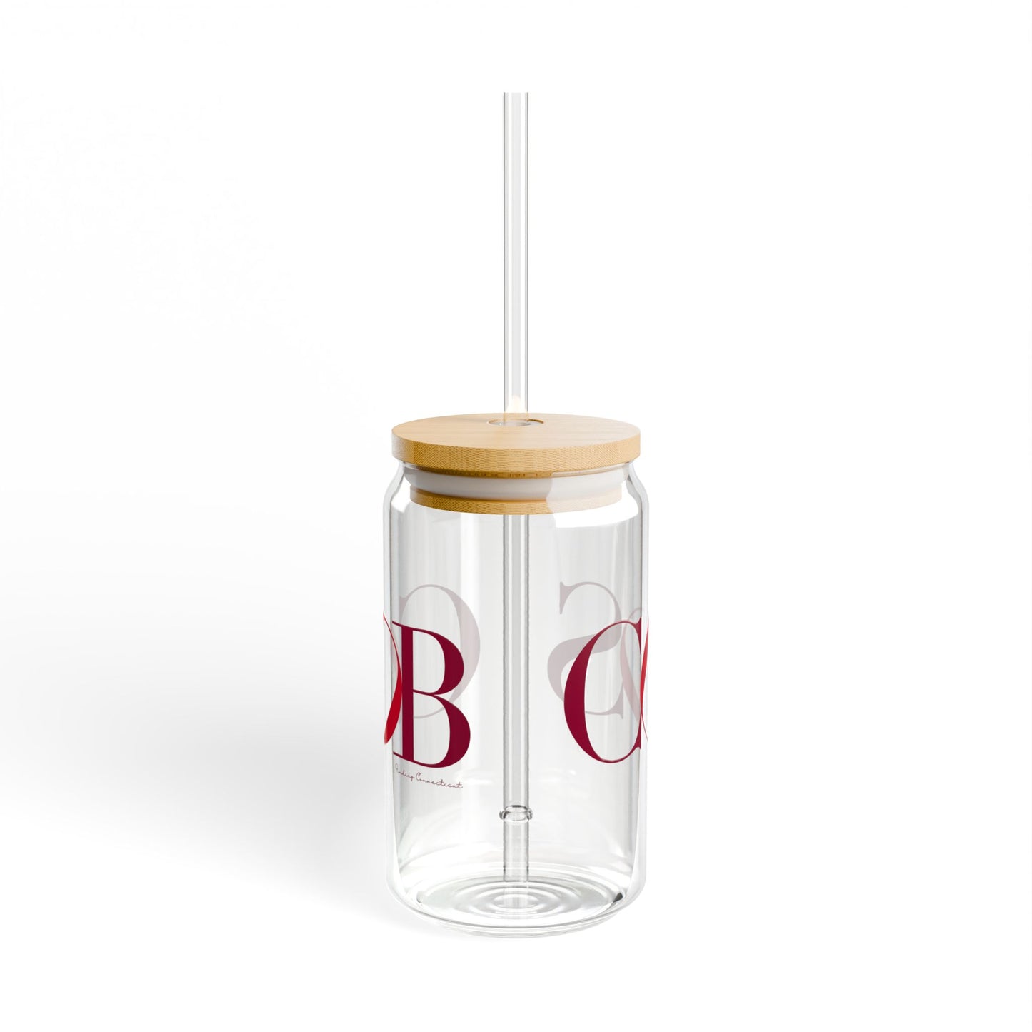 41 Tilt Cos Cob Glass Can with Straw and Lid, 16oz