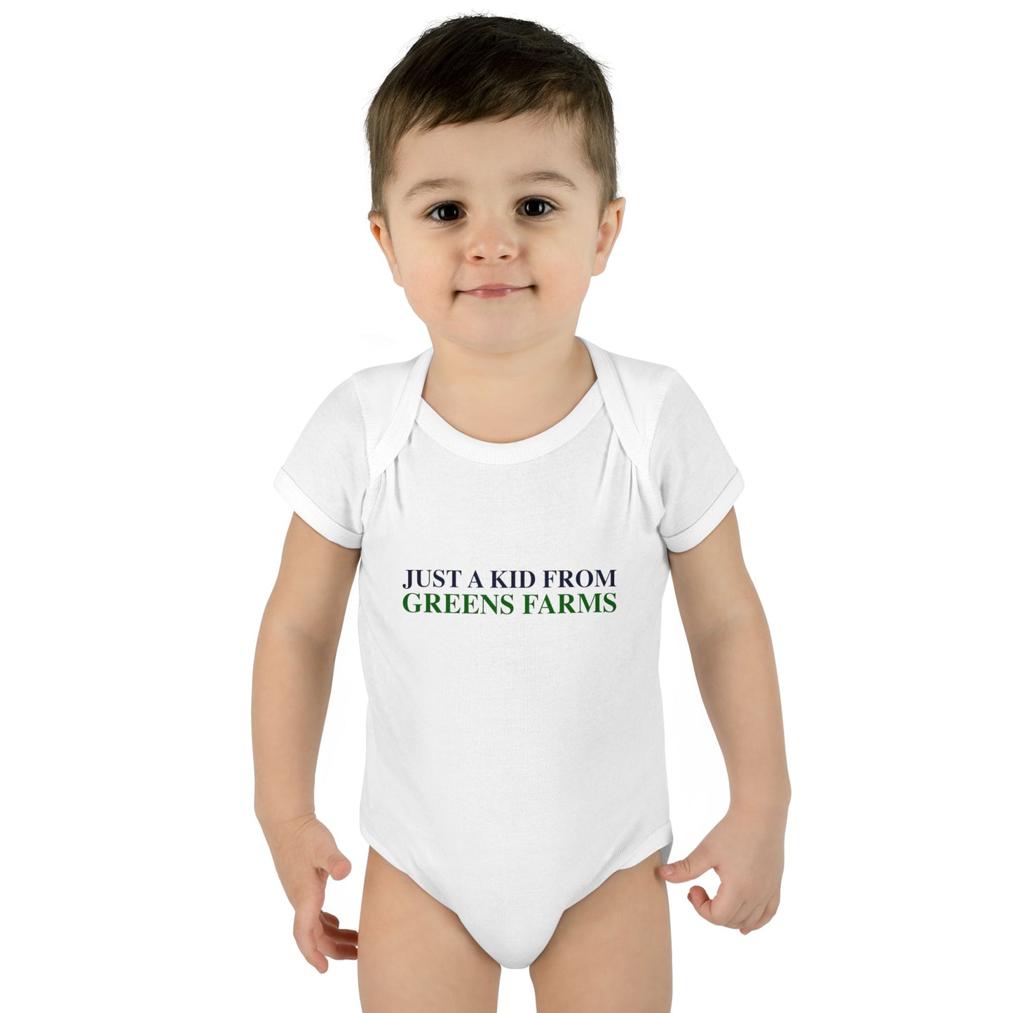 Just a kid from Greens Farms Infant Baby Rib Bodysuit