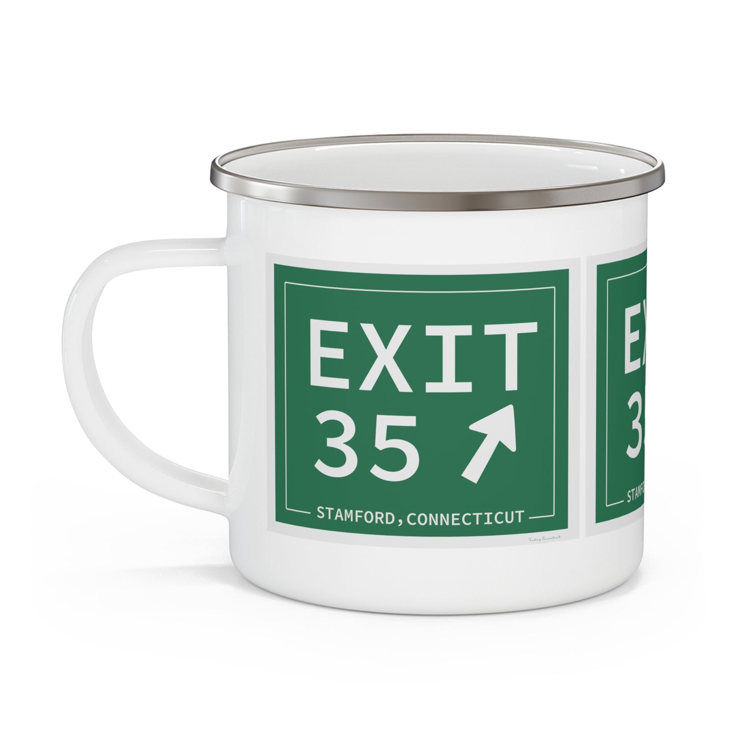 Vintage Exit 35 Merritt Parkway Sign Enamel Camping Mug