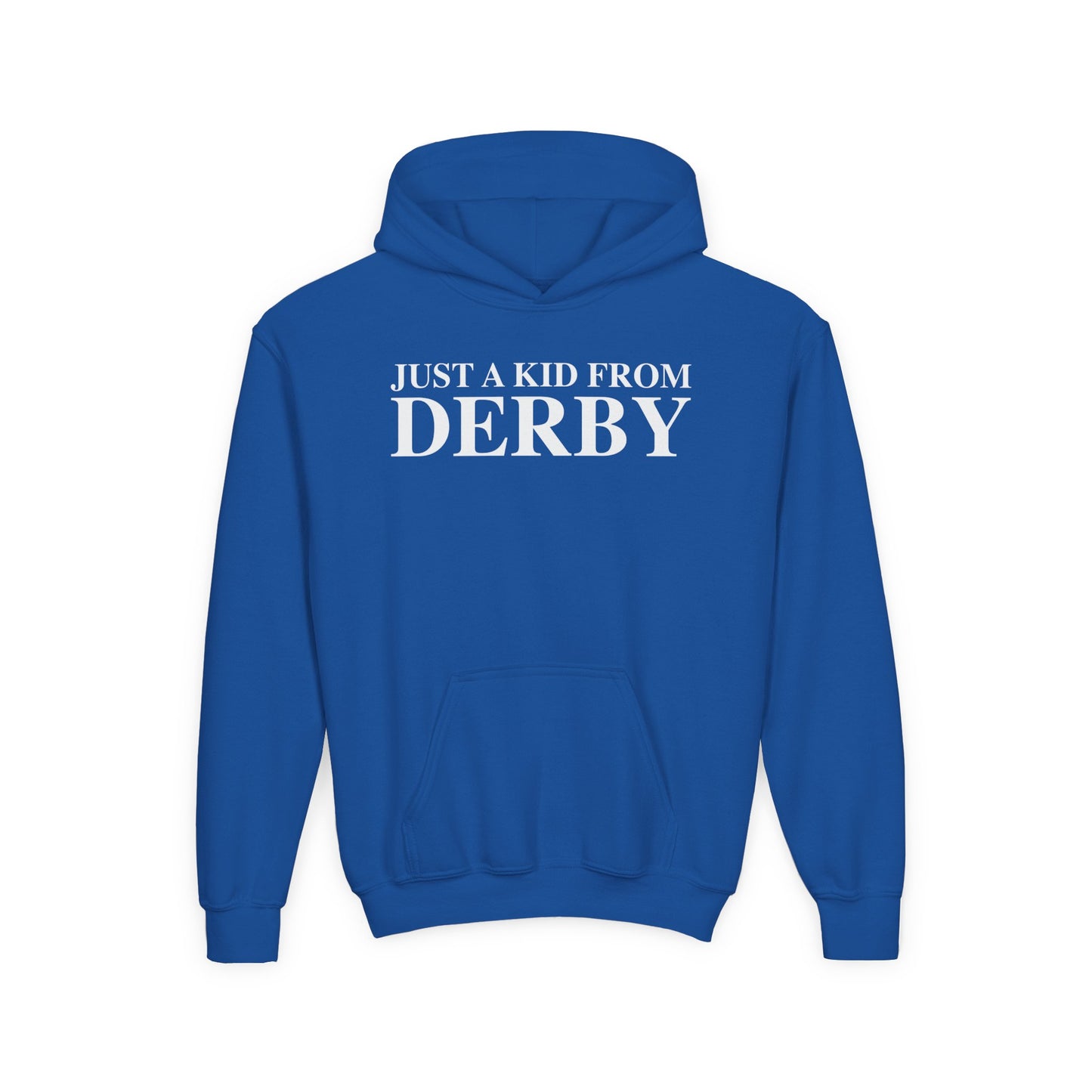 Just a kid from Derby Youth Heavy Blend Hooded Sweatshirt