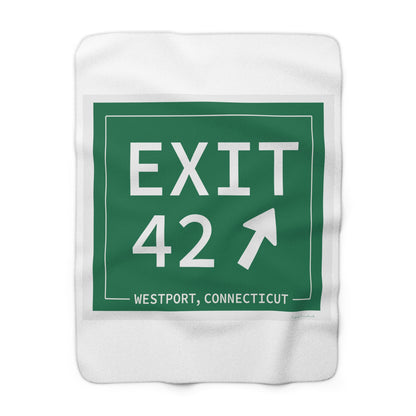 Vintage Exit 42 Merritt Parkway Sign Sherpa Fleece Blanket