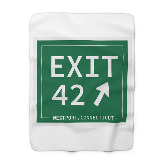 Vintage Exit 42 Merritt Parkway Sign Sherpa Fleece Blanket