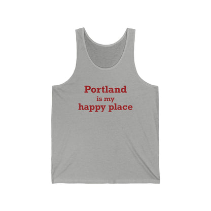 Portland is My Happy Place Unisex Jersey Tank Top