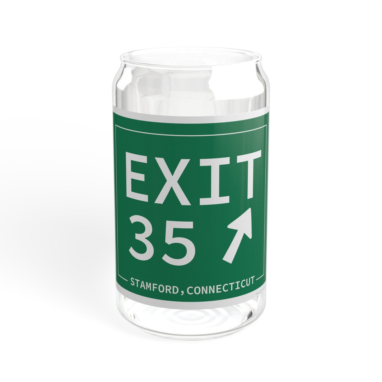 Vintage Exit 35 Merritt Parkway Sign Sipper Glass, 16oz