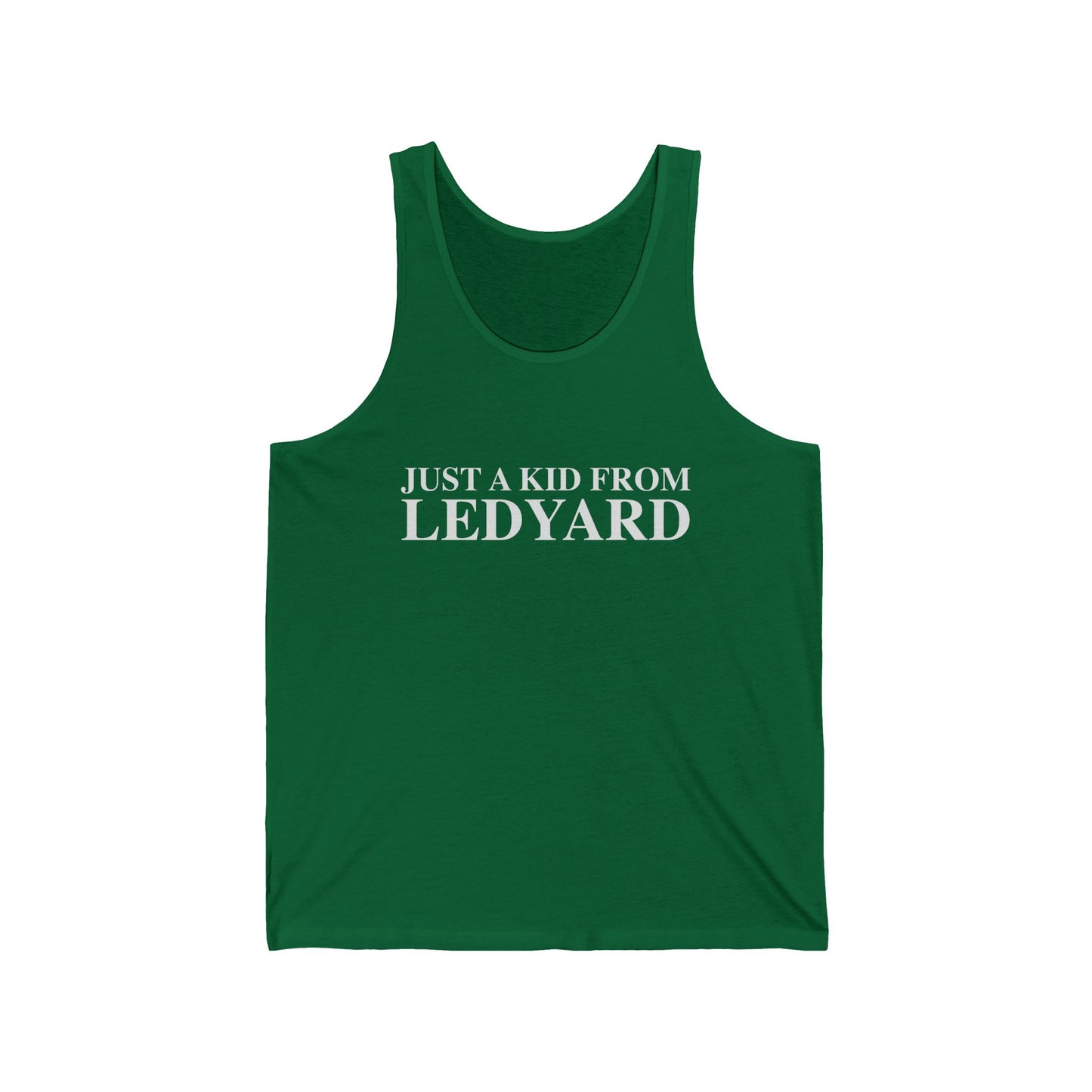 Just a kid from Ledyard Unisex Jersey Tank Top