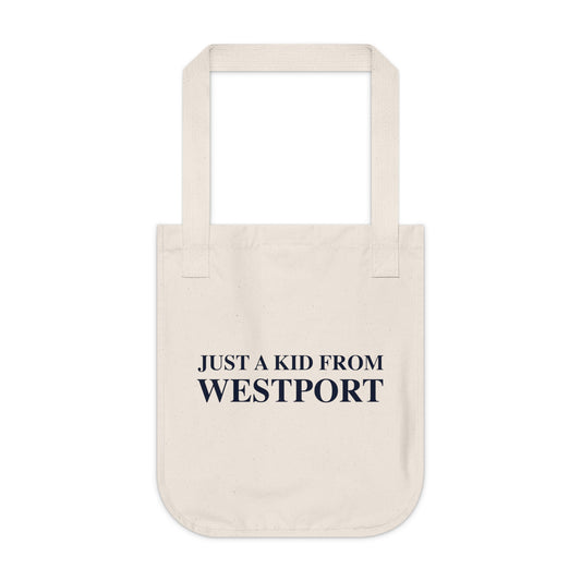 Just a kid from Westport Organic Canvas Tote Bag