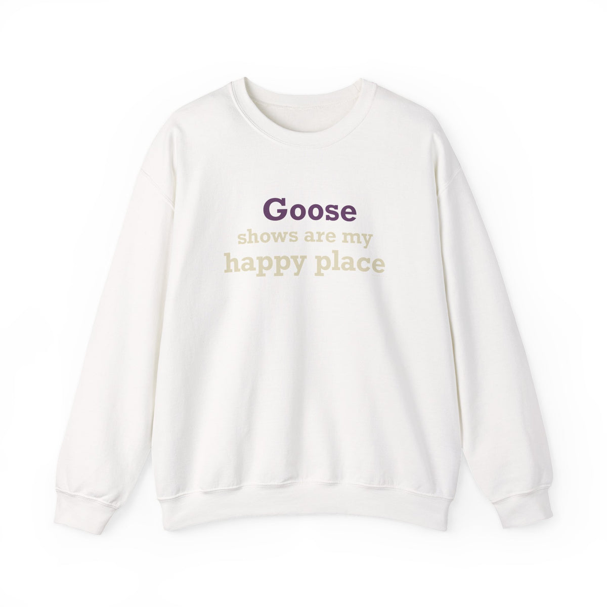 Goose Shows Are My Happy Place - Cream & Purple Unisex Heavy Blend™ Crewneck Sweatshirt