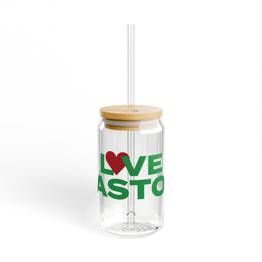 Love Easton Glass Can with Straw and Lid, 16oz