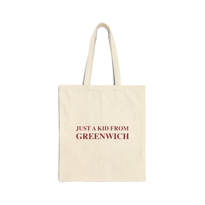Just a kid from Greenwich Cotton Canvas Tote Bag