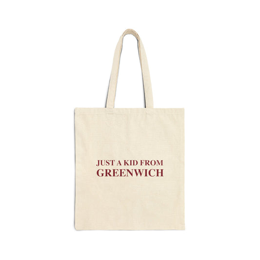 Just a kid from Greenwich Cotton Canvas Tote Bag