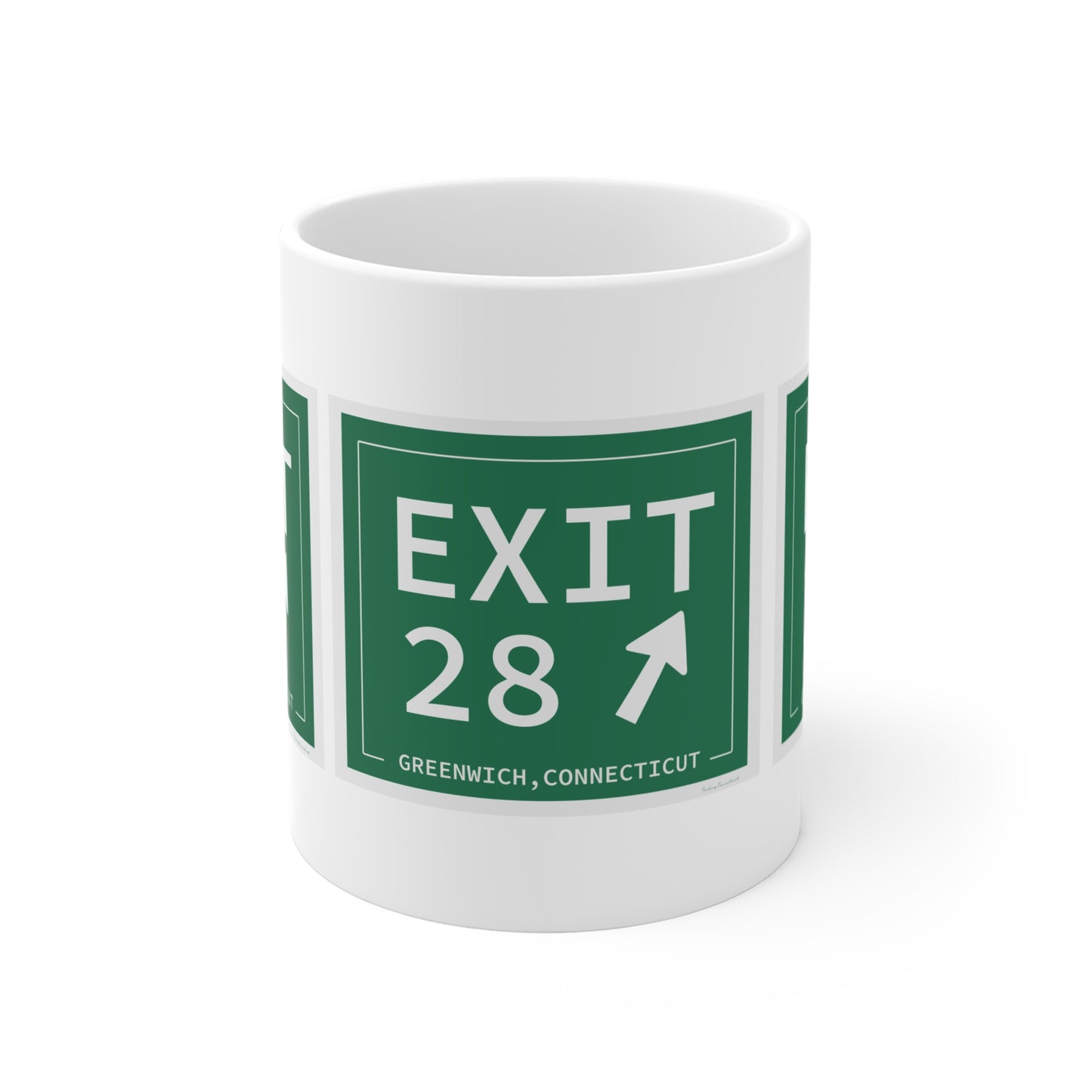 Vintage Exit 28 Merritt Parkway Sign Mug 11oz