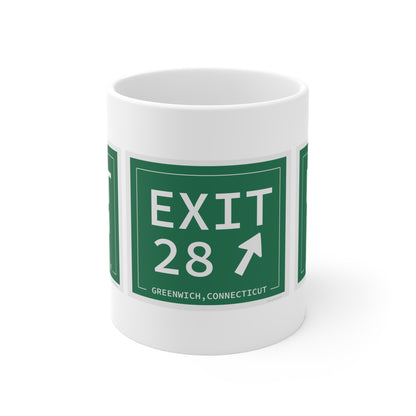 Vintage Exit 28 Merritt Parkway Sign Mug 11oz