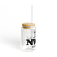 I Heart NWCN Glass Can with Straw and Lid, 16oz