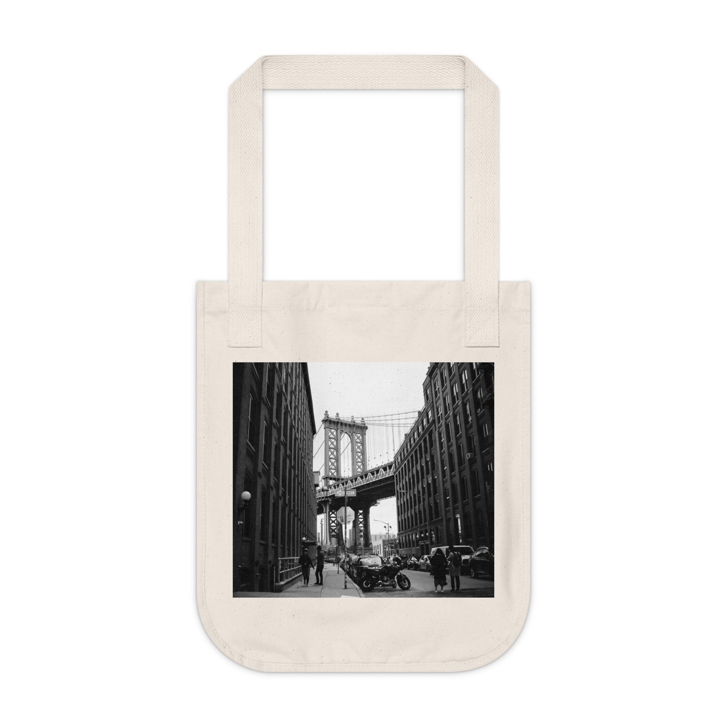 Manhattan Bridge Black and White Organic Canvas Tote Bag