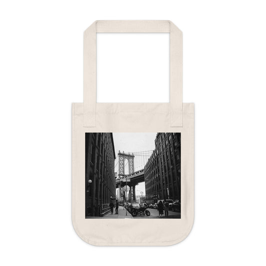 Manhattan Bridge Black and White Organic Canvas Tote Bag