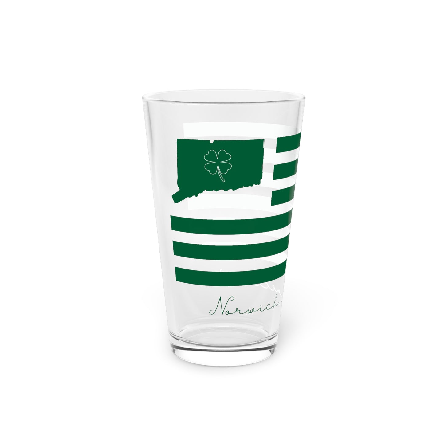 Norwich Connecticut St. Patrick’s Day Flag Pint Glass, 16oz
