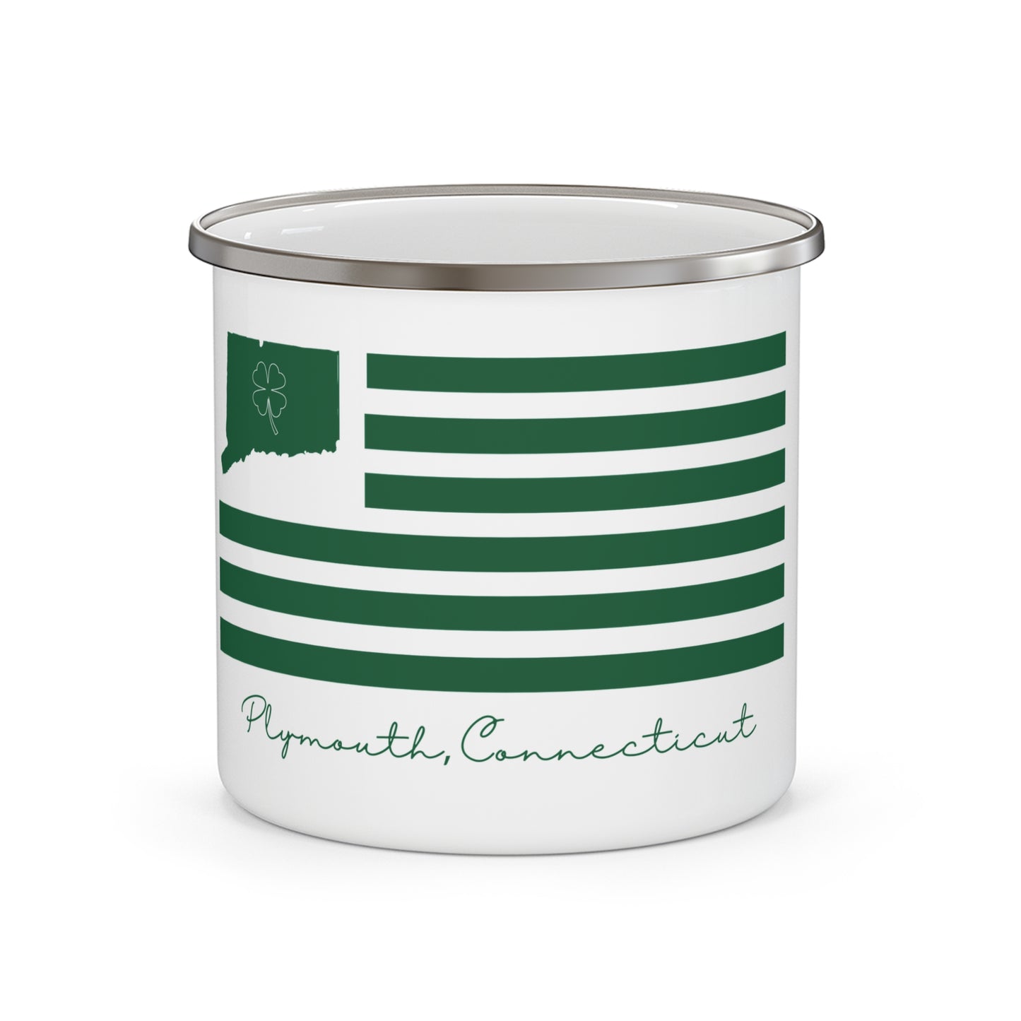 Plymouth Connecticut St. Patrick’s Day Flag Enamel Camping Mug