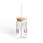 41 Tilt Old Greenwich Glass Can with Straw and Lid, 16oz