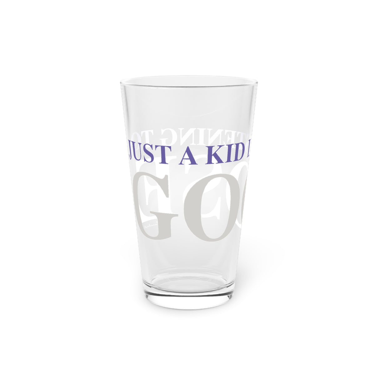 Just a kid listening to Goose - Gray & Purple Pint Glass, 16oz