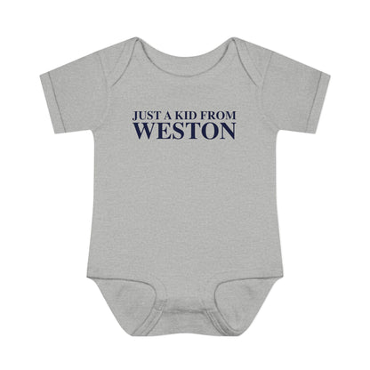 Just a kid from Weston Infant Baby Rib Bodysuit
