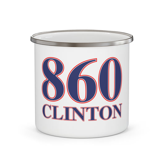 860 Clinton Red, White & Blue Enamel Camping Mug