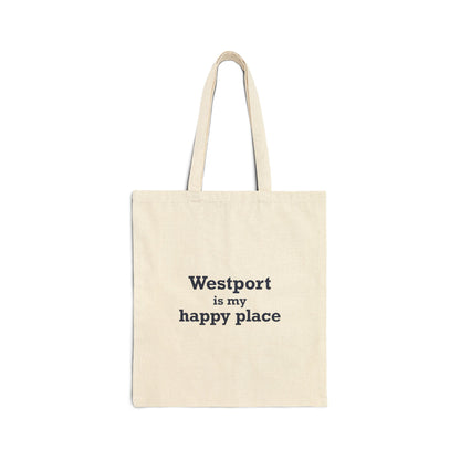 Westport Is My Happy Place Cotton Canvas Tote Bag