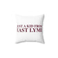 Just a kid from East Lyme Spun Polyester Square Pillow