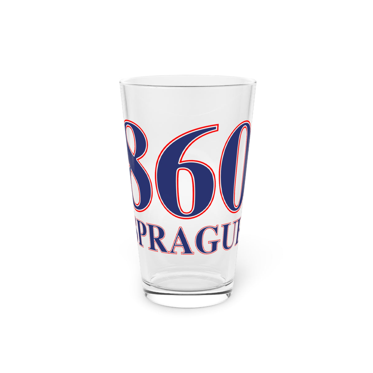 860 Sprague Red, White & Blue Pint Glass, 16oz