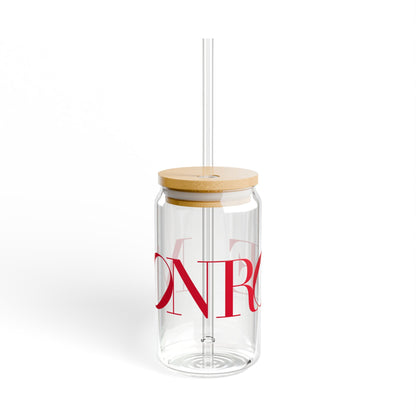 41 Tilt Monroe Glass Can with Straw and Lid, 16oz