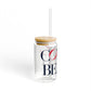 41 Tilt Compo Beach Glass Can with Straw and Lid, 16oz