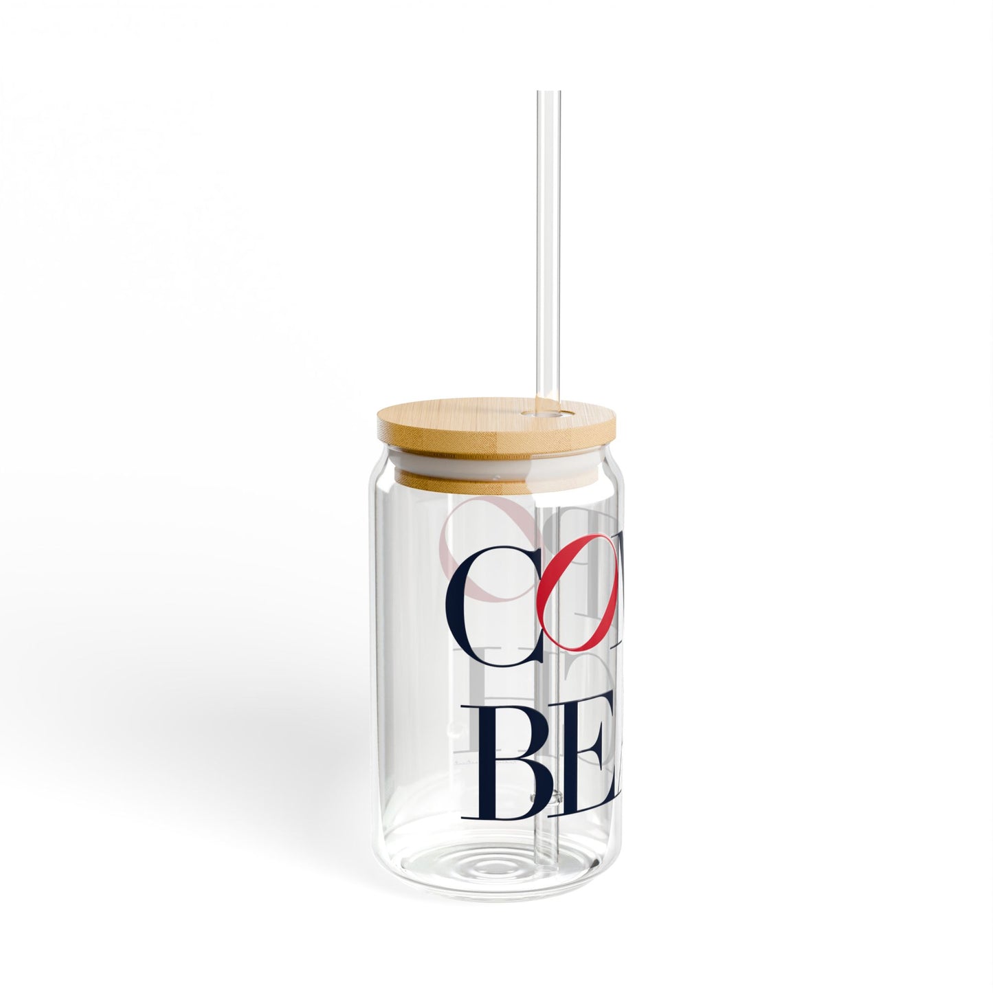 41 Tilt Compo Beach Glass Can with Straw and Lid, 16oz